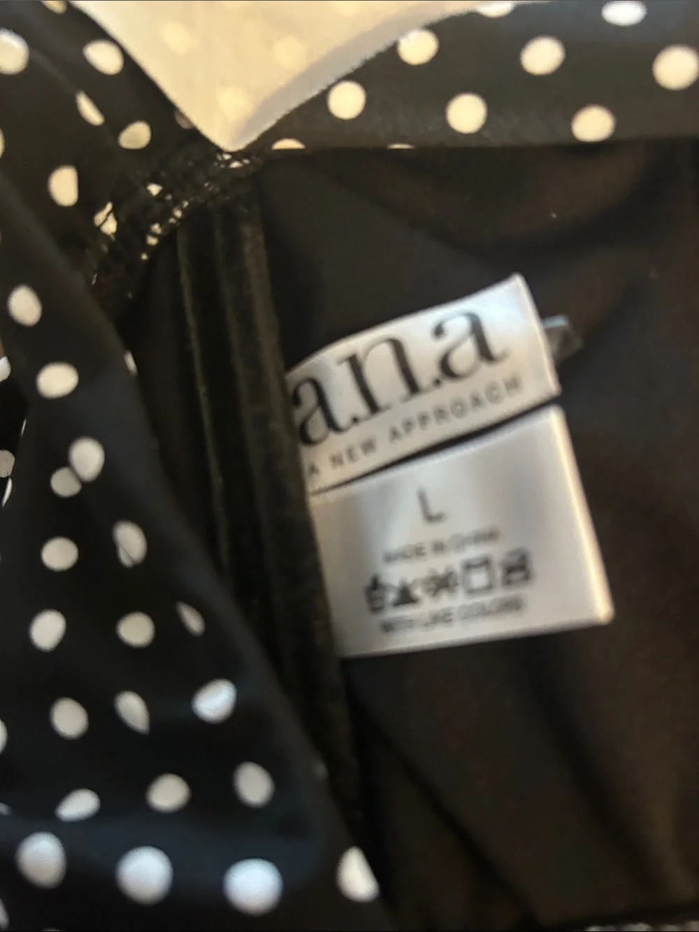 A.N.A. Women’s Black Polka Dot One-Piece Swimsuit Large